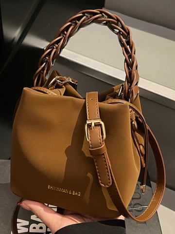 Minimalistische Beuteltasche Damen PU-Leder Retro Geflochtener Griff Umhängetasche Mode Täglich Pendeln Handtasche Schultertasche