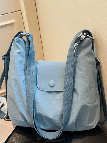 Borsa a Spalla in Nylon Minimalista da Donna Grande Capacità Hobo Tote Pieghettata Borsa a Tracolla Casual Leggera Tracolla Regolabile