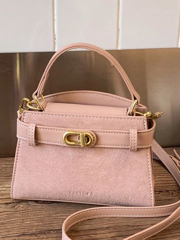 Damen Vintage PU Wildlederimitat Patchwork Schulranzen Tasche Kleine Quadratische Umhängetasche Retro Crossbody Handtasche