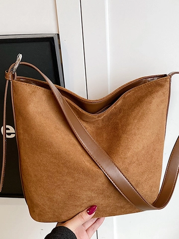 Sac à Épaule en Daim à Imprimé Léopard Vintage Grande Capacité Sac Cabas Retro Simple pour Femme Mode Décontractée Quotidienne