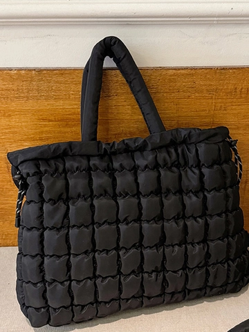 Borsa Tote Trapuntata Grande da Donna Borsa a Spalla in Poliestere Leggera Borsa Imbottita Idrorepellente per Pendolarismo