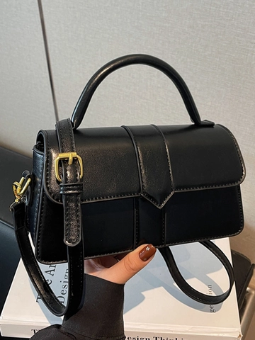 Borsa a Tracolla Quadrata in Pelle PU Vintage da Donna Borsa a Mano Minimalista con Fibbia Magnetica e Manico Superiore