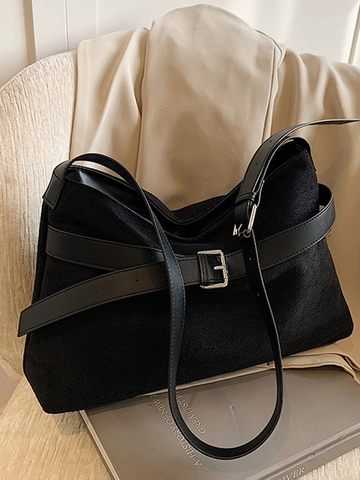 Vintage Retro Frosted PU Leather Tote Bag Large Capacity Minimalist Shoulder Bag Solid Color Commuter Bag For Women