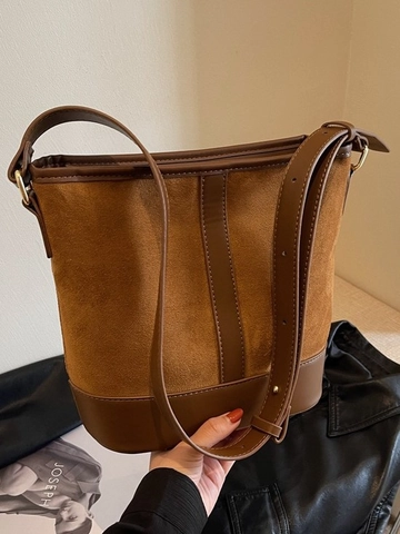 Dames Retro Gesplicete PU Leren Emmer Tas Minimalistisch Mat Textuur Schoudertas Woon-werkverkeer Crossbody Tas Mode Handtas