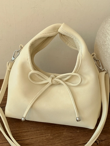 Minimalist PU Leather Crossbody Bag For Women Vintage Bowknot Decor Knot Handle Shoulder Handbag Daily Commuting Tote Bag