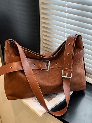 Vintage Damen Schultertasche aus Wildleder im großen Tote-Design Mit Retro-Hobo-Stil und verstellbarem Ösenriemen Damen Handtasche