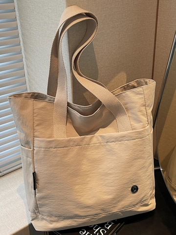 Damen Große Kapazität Nylon Tragetasche Minimalistischer Urbaner Stil Wasserdichte Schultertasche Für Studenten Schule Handtasche
