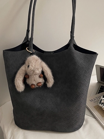 Large Capacity Woven PU Leather Tote Bag For Women Vintage Urban Minimalist Patchwork Shoulder Bag Casual Office Commuter Handbag