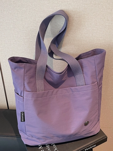 Damen Große Kapazität Nylon Tragetasche Minimalistischer Urbaner Stil Wasserdichte Schultertasche Für Studenten Schule Handtasche