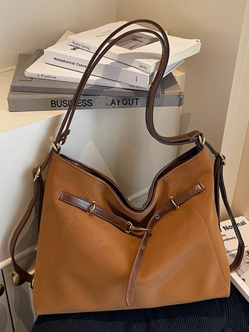 Vintage Große Kapazität Matte Wildleder Tote Bag Für Damen Retro Casual Schultertasche Pendler Reise Rucksack Multifunktionale Handtasche