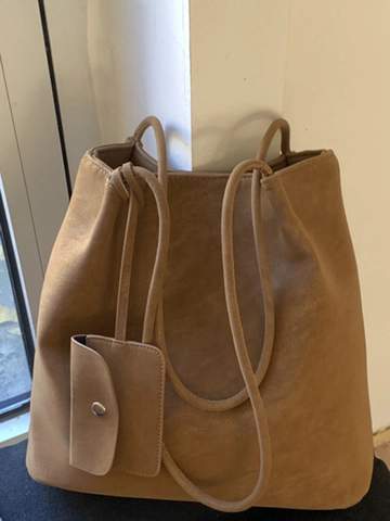 Borsa Tote Vintage di Grande Capacità Per Donna Minimalista in Pelle PU Borsa a Tracolla Per Pendolari Con Piccola Pochette