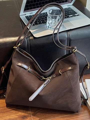 Vintage Große Kapazität Matte Wildleder Tote Bag Für Damen Retro Casual Schultertasche Pendler Reise Rucksack Multifunktionale Handtasche