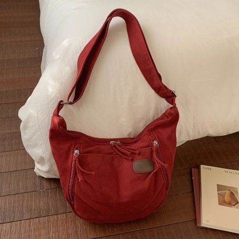 Minimalistische Canvas Umhängetasche Für Damen Retro Hobo Tasche Mit Großer Kapazität Und Verstellbarem Riemen