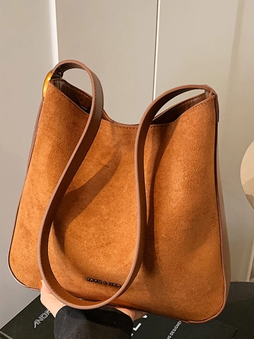 Faux Suede Large Capacity Commuter Tote Bag For Women Minimalist Solid Color Shoulder Bag Hobo Bag Soft Handbag