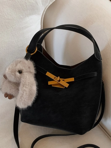 Vintage Dames PU Lederen Emmer Tas Minimalistisch Stedelijk Retro Schoudertas Grote Capaciteit Crossbody Tas Met Metalen Sluiting