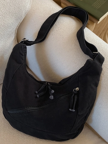 Bolso de Hombro de Lona de Gran Capacidad para Mujer Bolso Hobo Retro Bandolera Casual para Escuela Diario Color Sólido