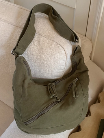 Bolso de Hombro de Lona de Gran Capacidad para Mujer Bolso Hobo Retro Bandolera Casual para Escuela Diario Color Sólido