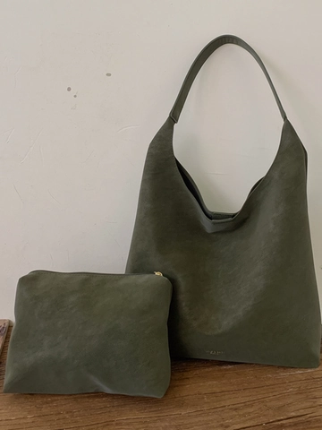 Retro Large Capacity PU Leather Shoulder Bag For Women Minimalist Solid Color Hobo Tote Bag For Daily Commuting Office Lady
