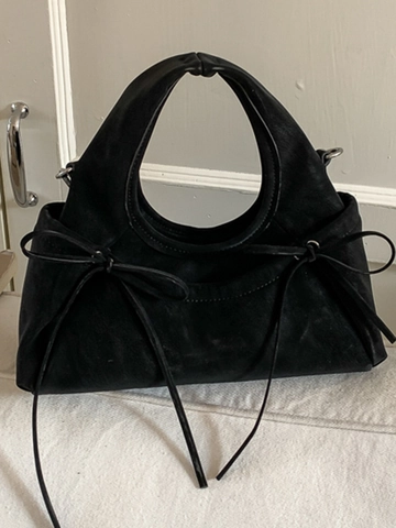 Borsa a Spalla da Donna in Pelle PU Moda Borsa a Mano con Fiocco Retro Borsa a Tracolla Versatile Casual Borsa Sottobraccio Donna