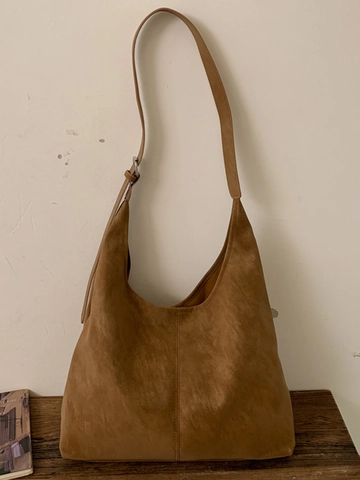Μεγάλη Χωρητικότητα Γυναικεία PU Υφή Nubuck Hobo Τσάντα Ώμου Ρετρό Μινιμαλιστική Μετακίνηση Tote Και Εσωτερική Τσάντα