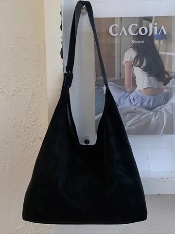 Borsa a Spalla Hobo in PU con Texture Nubuck Donna Grande Capacità Retro Minimalista Pendolare Tote e Borsa Interna Quotidiana