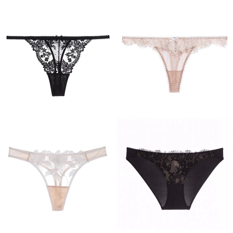 Perizoma Sexy in Pizzo da Donna Nylon Ricamo Floreale Vita Bassa Slip Traspirante Tassello in Cotone G-String Lingerie