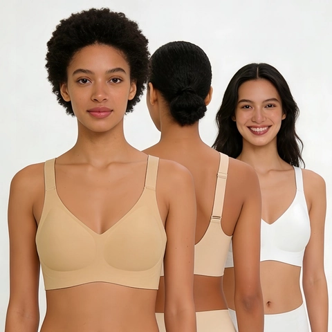 Damen Nahtloser BH Dünn Ohne Bügel Große Größe Komfortabler Weicher Stütz BH Breite Träger Nylon Elasthan Unterwäsche