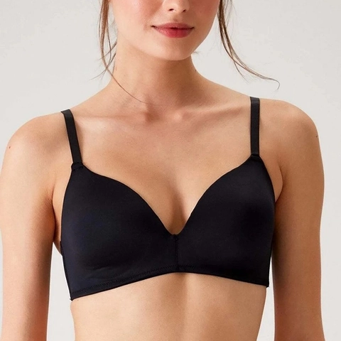 Sujetador Sin Costuras para Mujer Sin Aros Tallas Grandes Ropa Interior de Nailon Transpirable y Fina Minimalista Suave y Cómoda Cuello en V