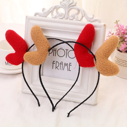 Juego de Diadema y Pinzas para el Pelo de Peluche con Astas de Navidad Accesorios para el Pelo para Fiesta de Navidad