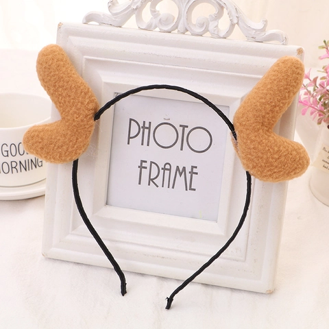 Juego de Diadema y Pinzas para el Pelo de Peluche con Astas de Navidad Accesorios para el Pelo para Fiesta de Navidad