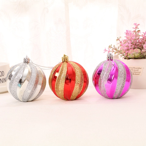 Palle di Natale a Spirale Dipinte a Mano in Plastica Glitter Galvanizzate Decorazioni da Appendere per Albero di Natale