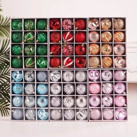 Luxury Plastic Christmas Ball Ornaments Set For Holiday Tree Decoration Electroplated Painted Hanging Decorative Baubles