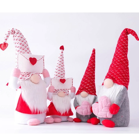 Valentine's Day Faceless Gnome Plush Doll Ornament Heart Envelope Design Handmade Swedish Tomte Gonk Home Decor Gift