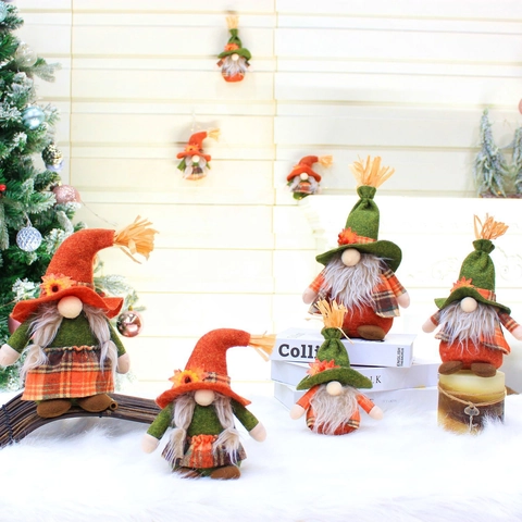 Gnomo d'Autunno Bambola Senza Volto Decorazione Fatto a Mano Girasole Foglia d'Acero Peluche Casa Desktop Ornamento Regalo Ringraziamento