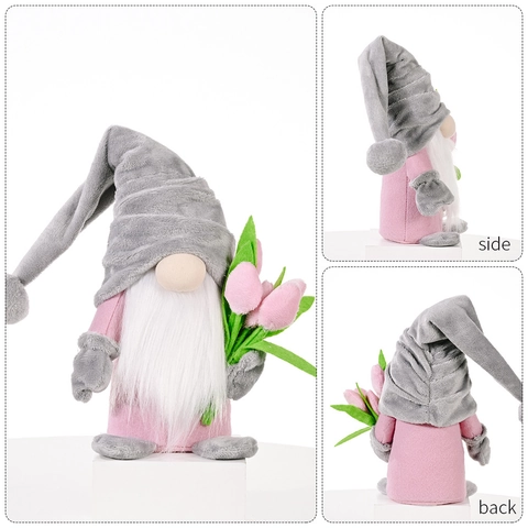 Moederdag Tulp Kabouter Pluche Decoratie Handgemaakte Gezichtsloze Gonk Pop Met Lange Baard Lente Home Decor Bloem Cadeau