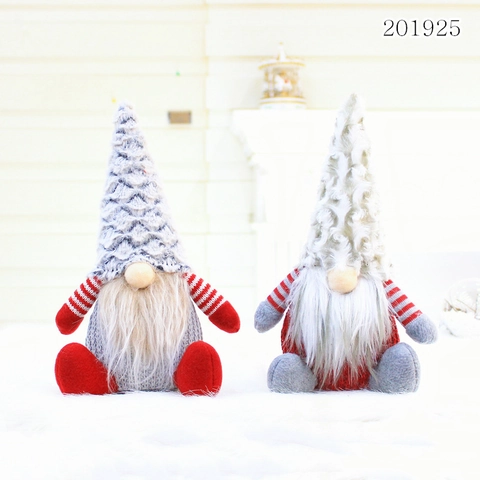Christmas Gnome Plush Faceless Doll Rudolph Reindeer Home Ornament White Gray Hat Striped Arm Christmas Table Decoration