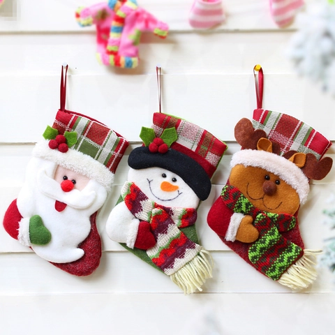 Calza di Natale Sacchetto Regalo Babbo Natale Pupazzo di Neve Renna Modello Decorazione Appendere per Festa di Natale