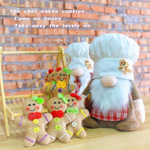 Gnomo Chef di Natale Peluche Bambola Senza Volto Omino Pan di Zenzero Set Addobbi Fatti a Mano Cucina Casa Festa Decorazioni Regali