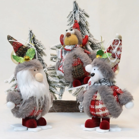Weihnachten Plüschpuppen-Ornamente Mit Sockel Gestrickter Schaumstoff Weihnachtsmann Rentier Eisbär Figur Für Weihnachtsbaum