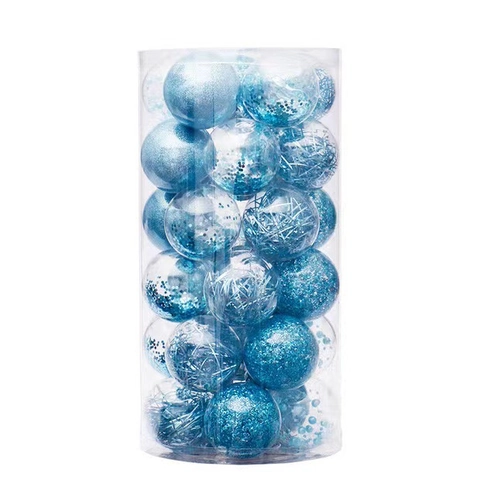 Set 30 Pezzi Palline di Natale Trasparenti in Plastica PET Infrangibile Ornamenti con Glitter Decorazione da Appendere per Albero