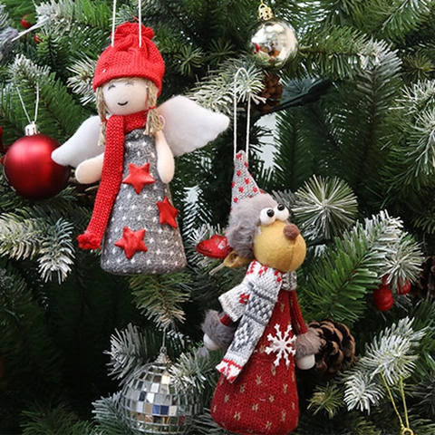 Muñeco Peluche Navidad Ángel Papá Noel Muñeco Nieve Reno Adornos Colgantes Tela Punto Espuma Decoraciones Árbol Navidad