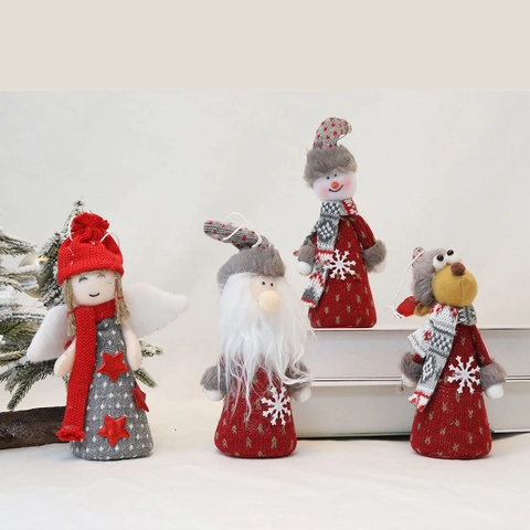 Muñeco Peluche Navidad Ángel Papá Noel Muñeco Nieve Reno Adornos Colgantes Tela Punto Espuma Decoraciones Árbol Navidad