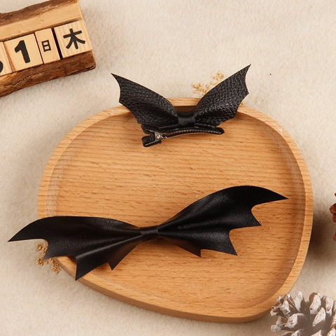 Halloween Black Bat Wings Hair Clip PU Leather Gothic Hairpin For Women Girls Party Cosplay Hair Accessories Festive Decoration