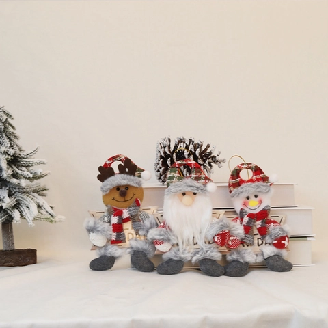 Addobbi Natalizi da Appendere in Tessuto Non Tessuto Plaid Babbo Natale Pupazzo di Neve Alce Orso Bambola Pendente Decorativo per Casa