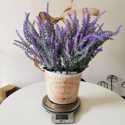 Cesto di Fiori di Lavanda Artificiale Rustico Decorazione da Parete Composizione Floreale Viola Con Fiocco di Iuta per Casa
