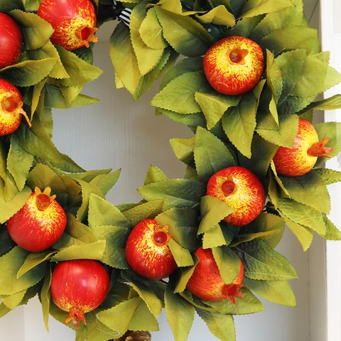 Ghirlanda di Melograno Artificiale Autunnale Decorativa per Porta d'Ingresso Parete Decorazione Domestica Festival del Raccolto