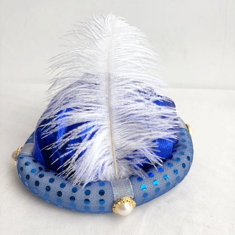 Cappello da Costume Esotico Aladdin Sultano Con Piuma Bianca Decorazione di Paillettes Satin Mascherata Performance Cappello da Festa Adulti Bambini