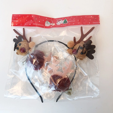 Christmas Reindeer Antler Headband And Hair Clips Accessory Plush Cloth Holiday Party Decoration For Women Girls