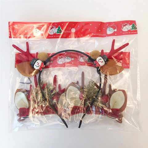 Diadema de Asta de Reno de Navidad con Muñeco de Nieve Con Juego de Pinzas para el Cabello con Orejas de Lazo Accesorios para el Cabello Festivos para Niños Adultos