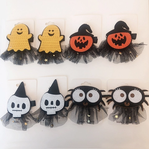 Halloween Gespenst Kürbis Spinne Skelett Haarklammern Set Mit Netz Filz Dekorativ Haarnadeln Für Mädchen Party Zubehör